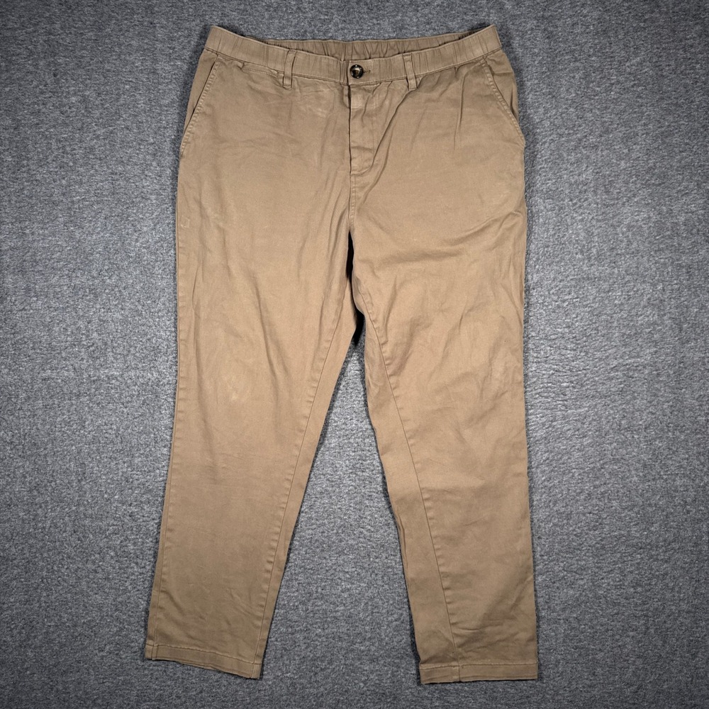Cove Chino Pants Mens 38x30 Beige Stretch Elastic Waist Casual Trousers